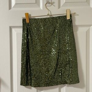 Top Shop Green Sequin Mini Skirt Size 4 NWT